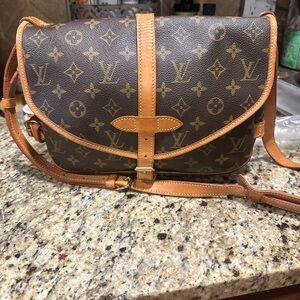 Louis Vuitton Monogram Crossbody in Brown and Tan Leather Trim
